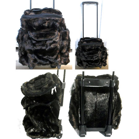 Brown Espresso Faux Fur Rolling Traveler