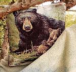 Nap Time Black Bear Tapestry woven Pillow