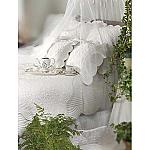 White Peony Queen Quilted Bedspread