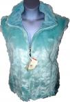 Faux Fur Vest Teal Blue Md Reversible