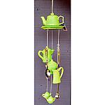 Green Ceramic Teapot Wind Chime