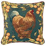 Les Poulets Rooster Tapestry 17 Inch Pillow