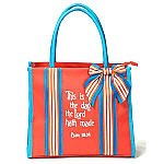 This is the Day Sentiment Tote Orange and Blue Canvas